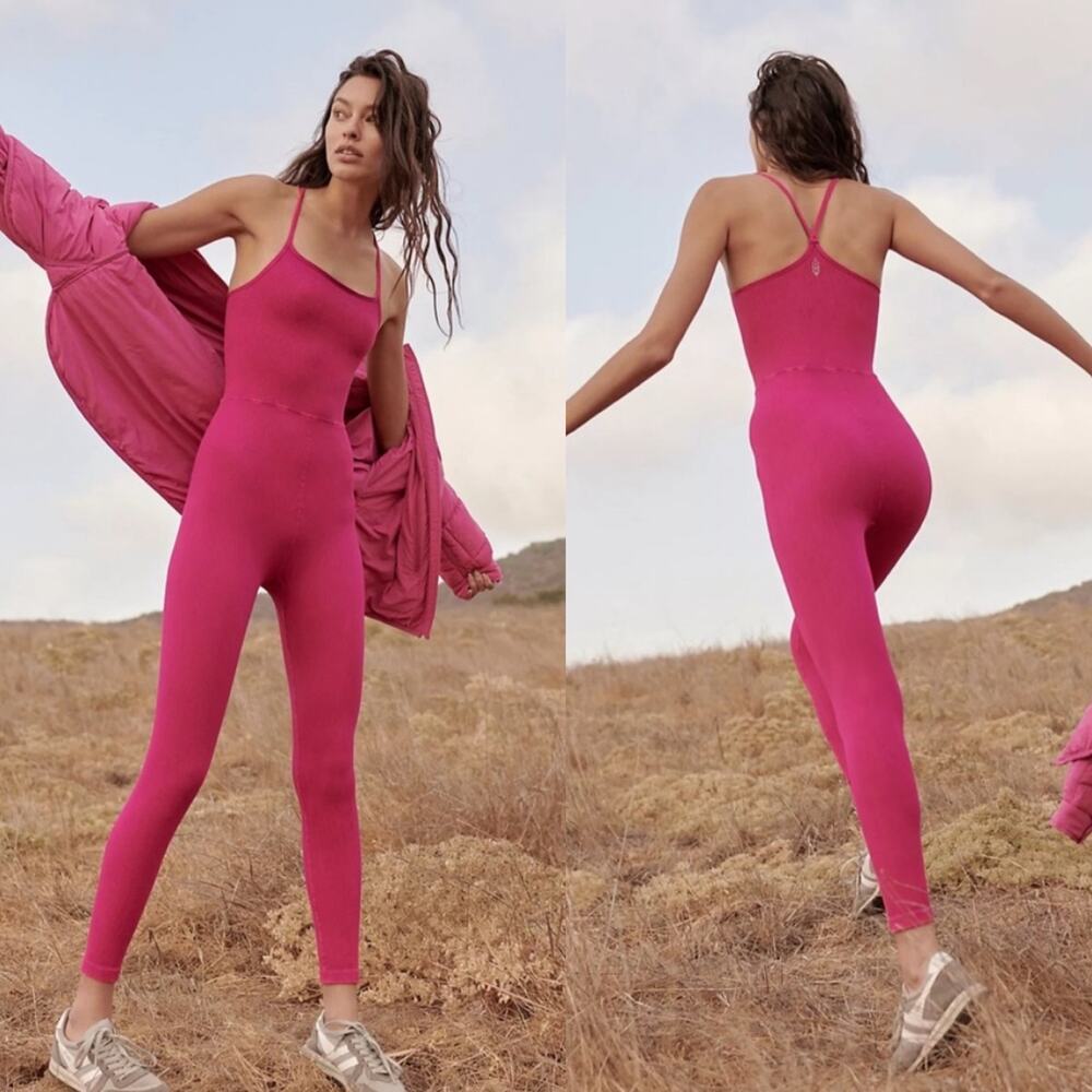 FP Movement by Free People Happiness Runs Onesie Jumpsuit Magenta size M/L